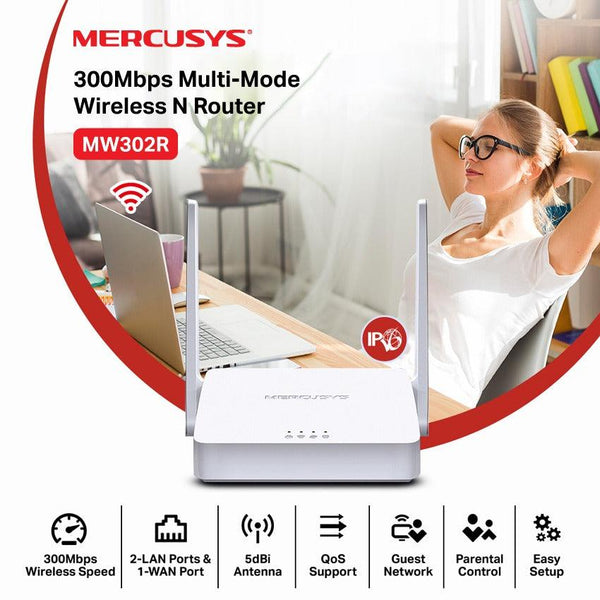Routeur Wi-Fi 300 Mbps 2 ports LAN 1 port WAN MW301R Mercusys