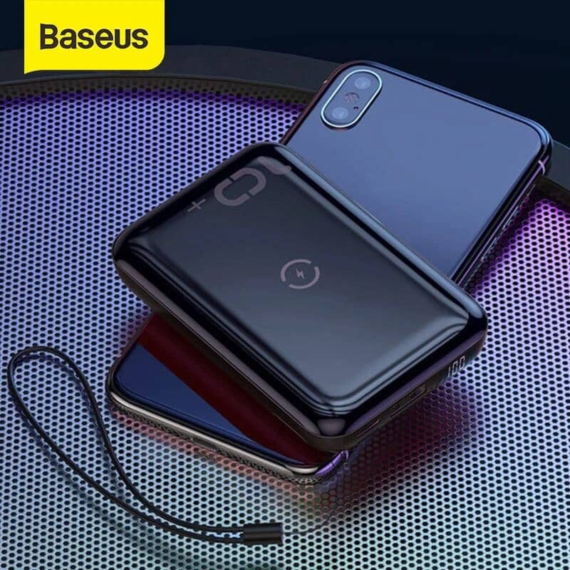 Baseus 10000mAh 18W Mini S Bracket & 10W Wireless Charger Power bank Black  - Compro System