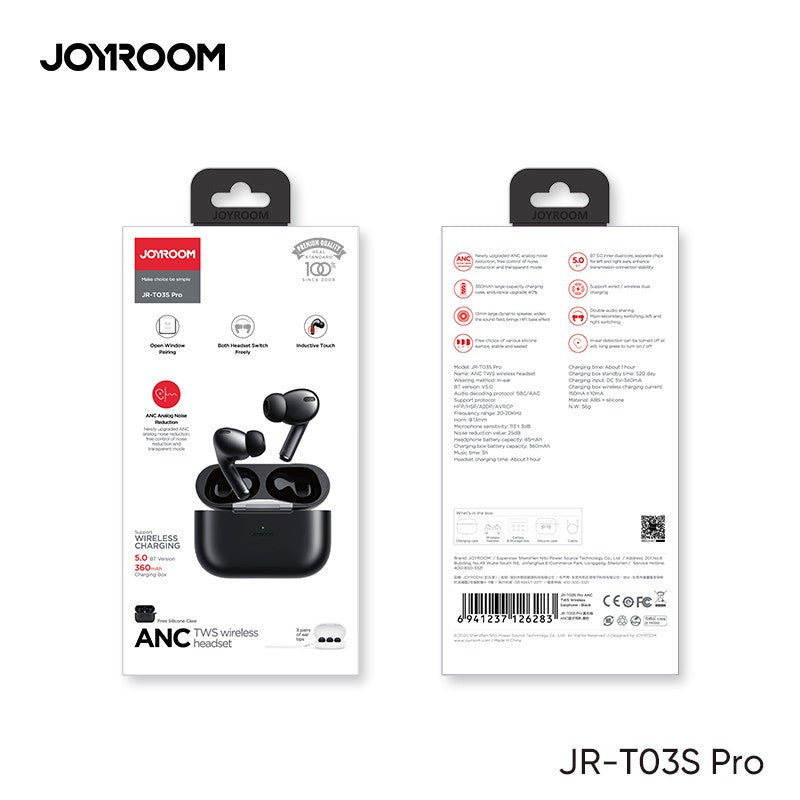 Joyroom JR-T03s Pro ANC TWS Wireless Earbuds with FREE Silicone Case
