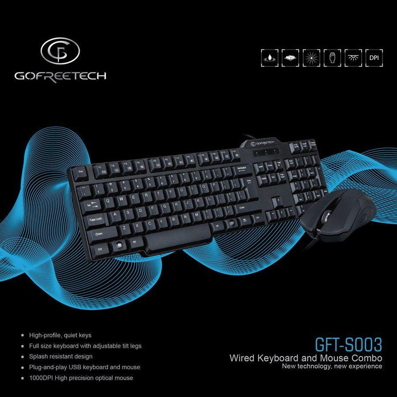 GOFREETECH GFT-S003 Wired Keyboard and Mouse Combo - GOFREETECH - Compro System